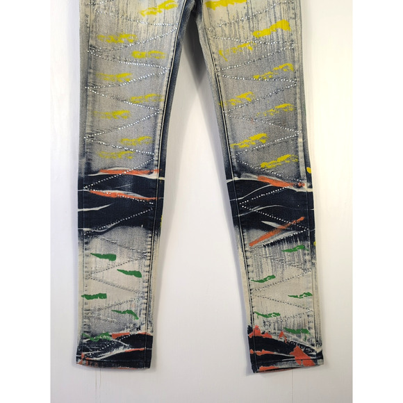 Navie Womens Splatter Studded Skinny Straight Leg Jeans 26 X 30 Stretch L - Picture 3 of 14